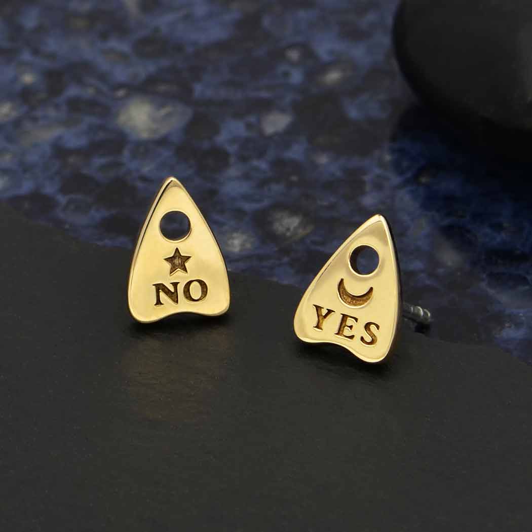 Ouija Post Earrings 9x6mm: Bronze