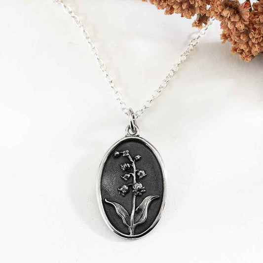 Sterling Silver Birthflower Necklaces: May - Lily of the Valley