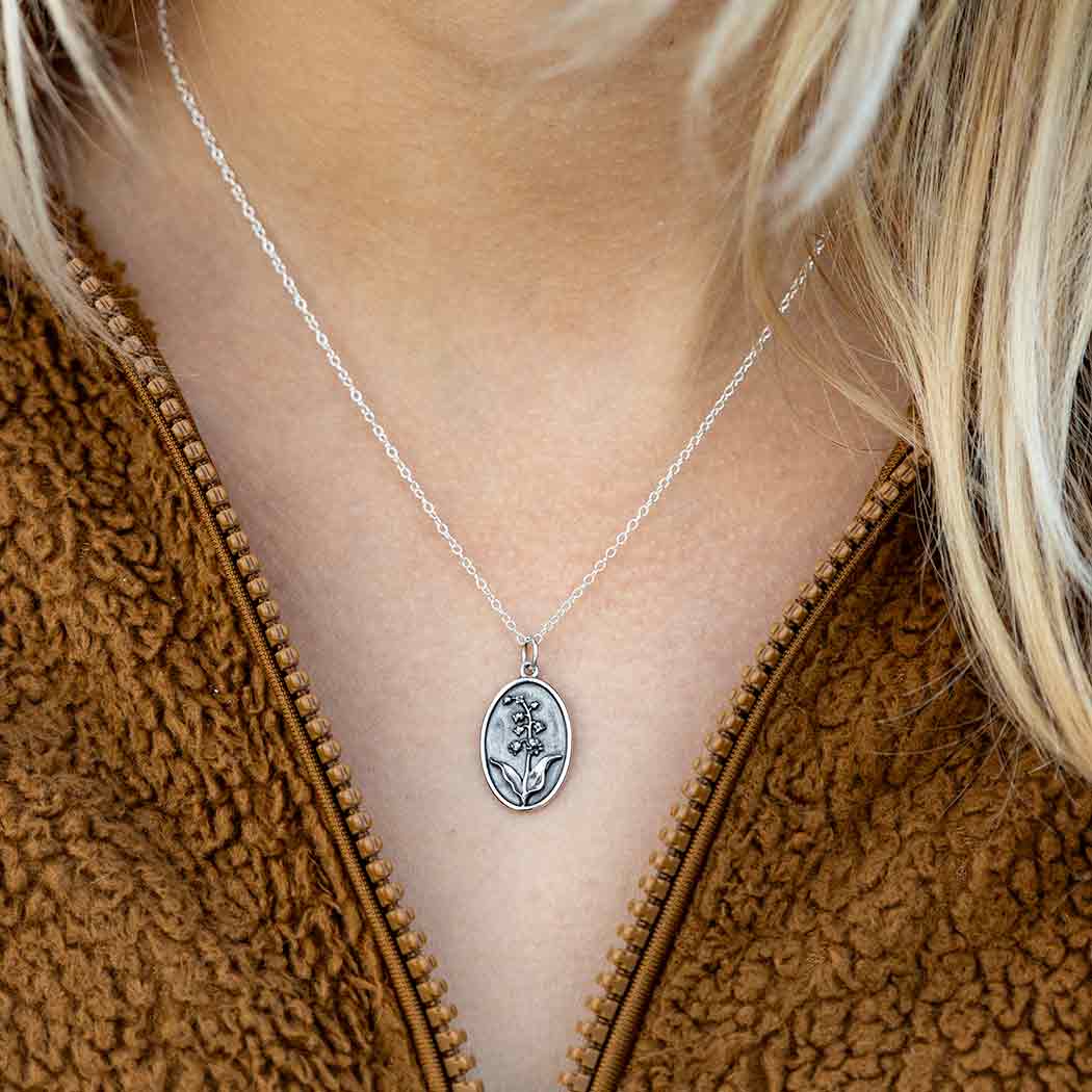 Sterling Silver Birthflower Necklaces: October - Cosmo