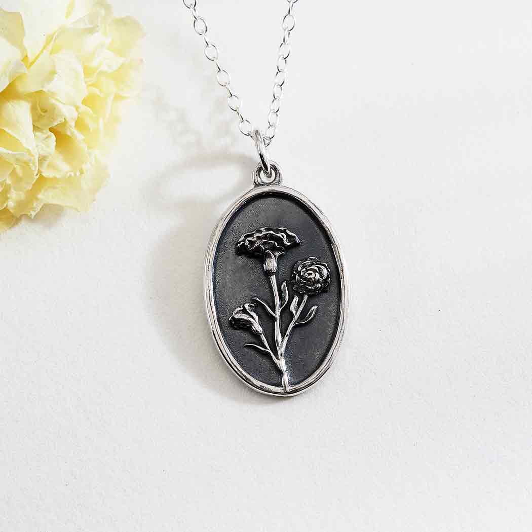 Sterling Silver Birthflower Necklaces: October - Cosmo