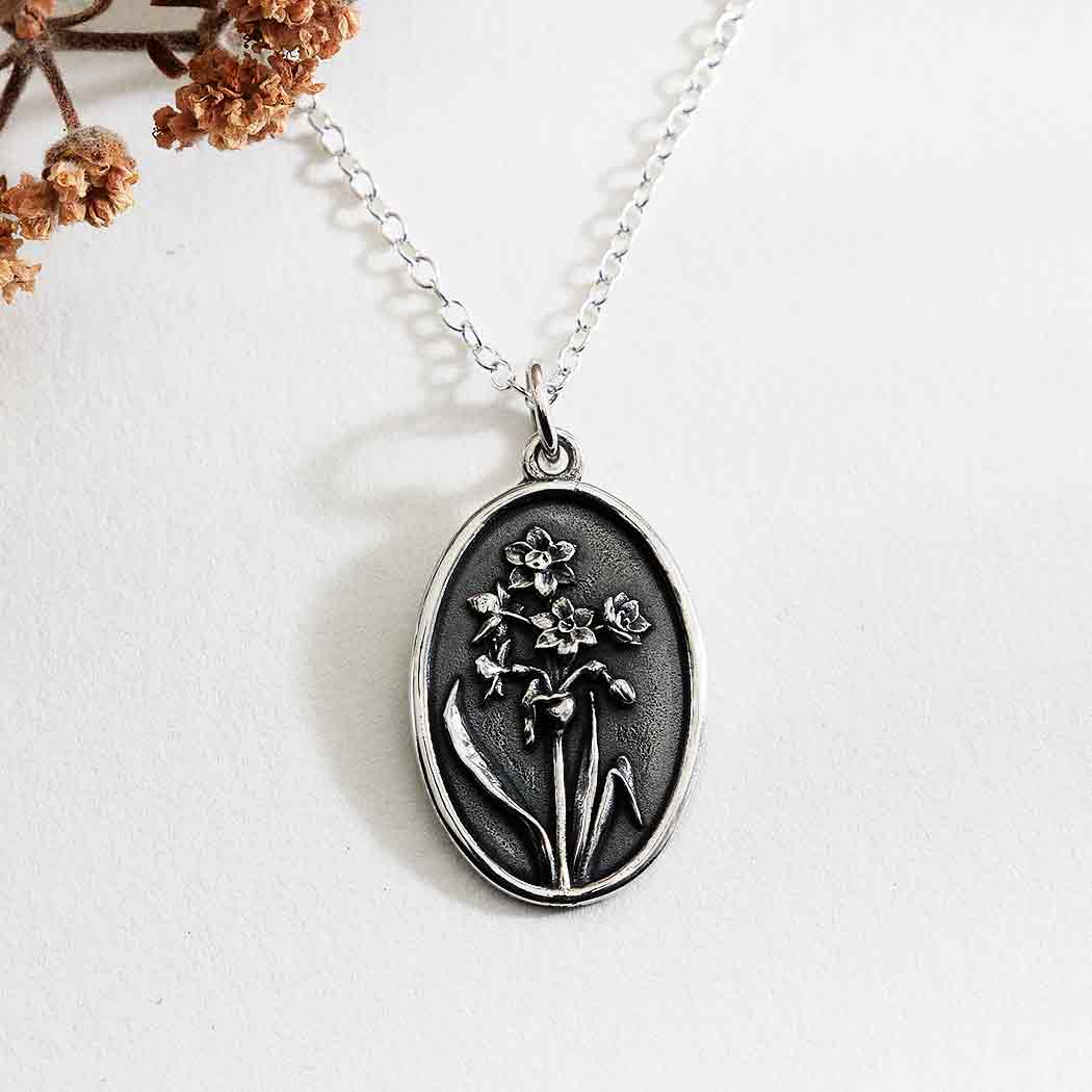 Sterling Silver Birthflower Necklaces: October - Cosmo