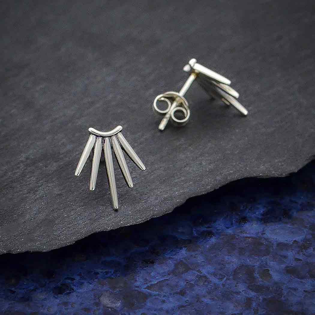 Five Spike Post Earrings 12x10mm: Bronze