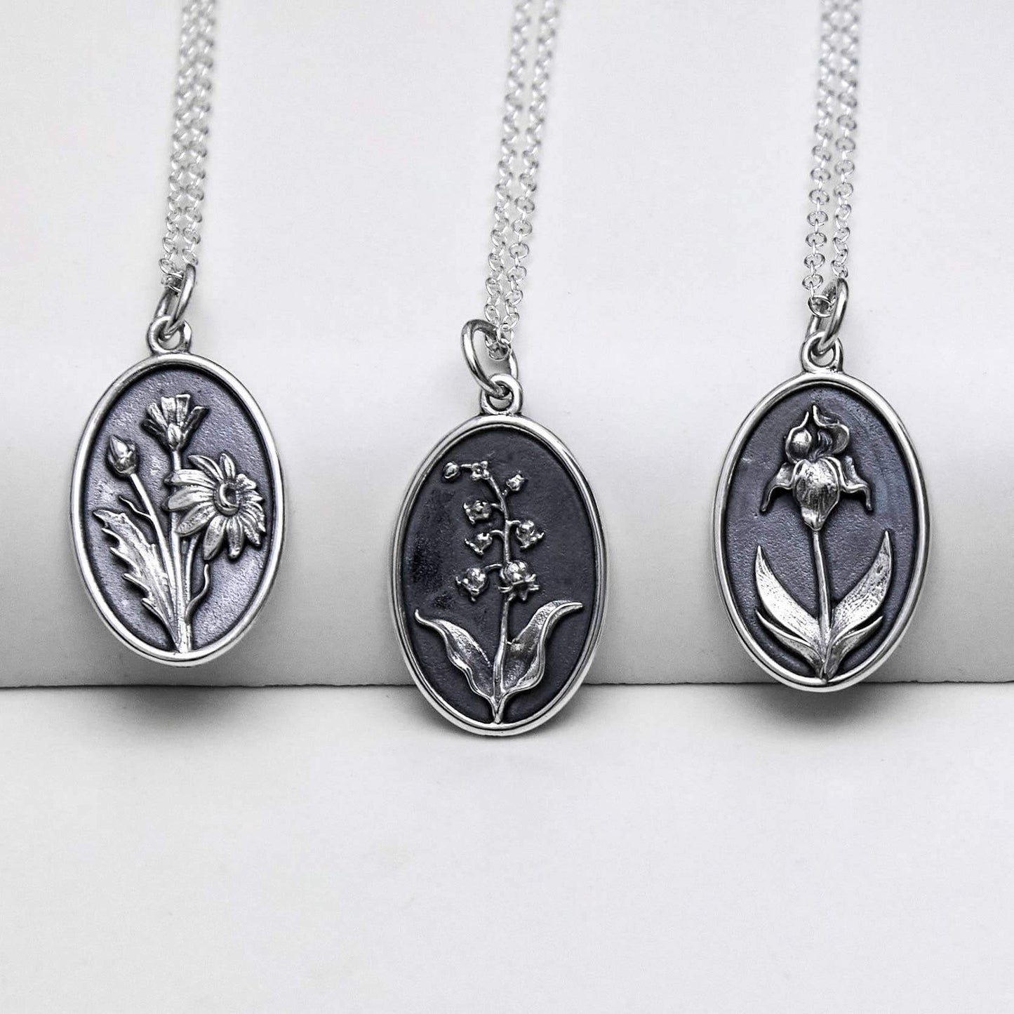 Sterling Silver Birthflower Necklaces: October - Cosmo