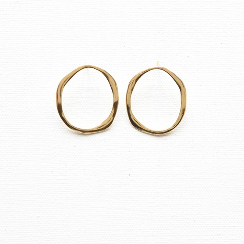 Organic Round Brass Earrings