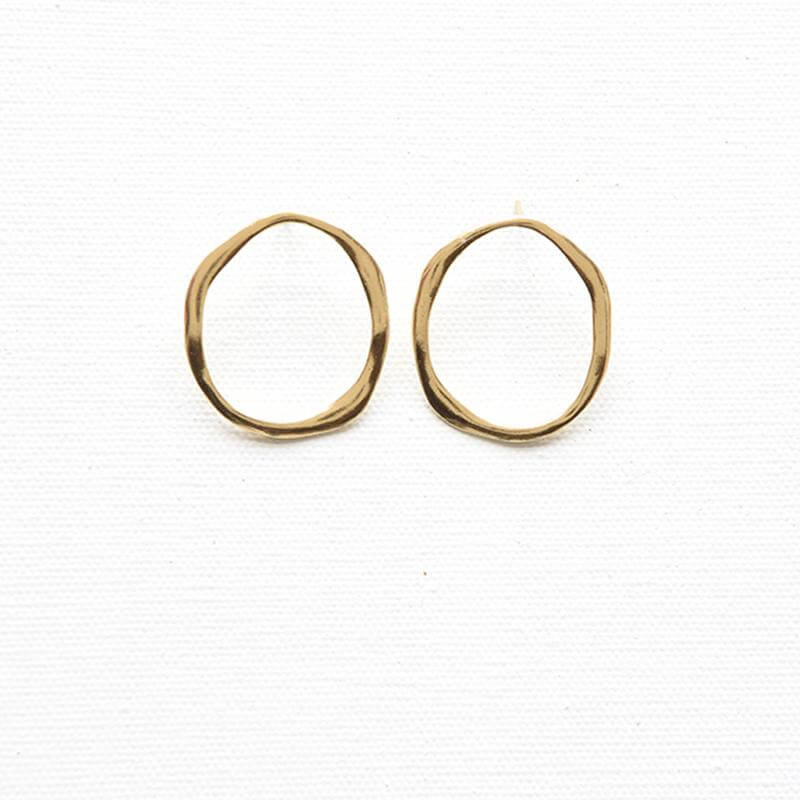 Organic Round Brass Earrings