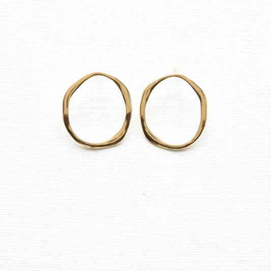 Organic Round Brass Earrings