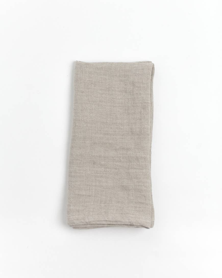 Stone Washed Linen Hemmed Dinner Napkin