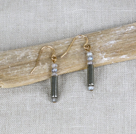 Pyrite and Labradorite Stacker Earrings