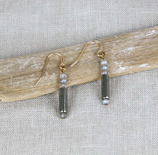 Pyrite and Labradorite Stacker Earrings
