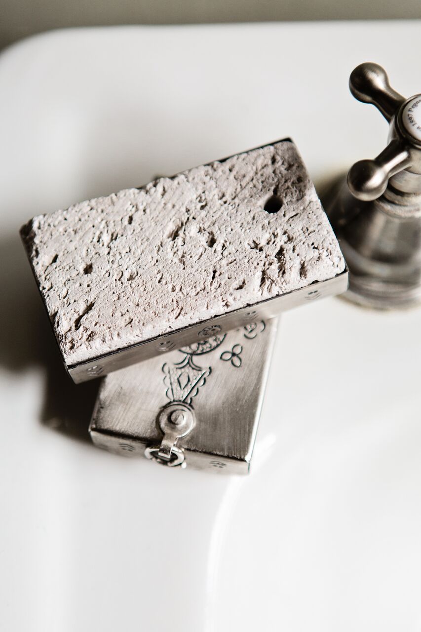 Hand-stamped Copper Covered Pumice Stone